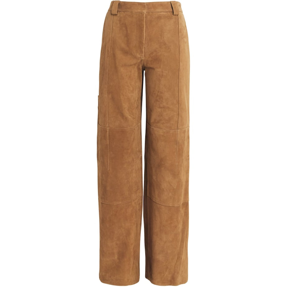 Tory Burch Brown Suede Relaxed Trousers