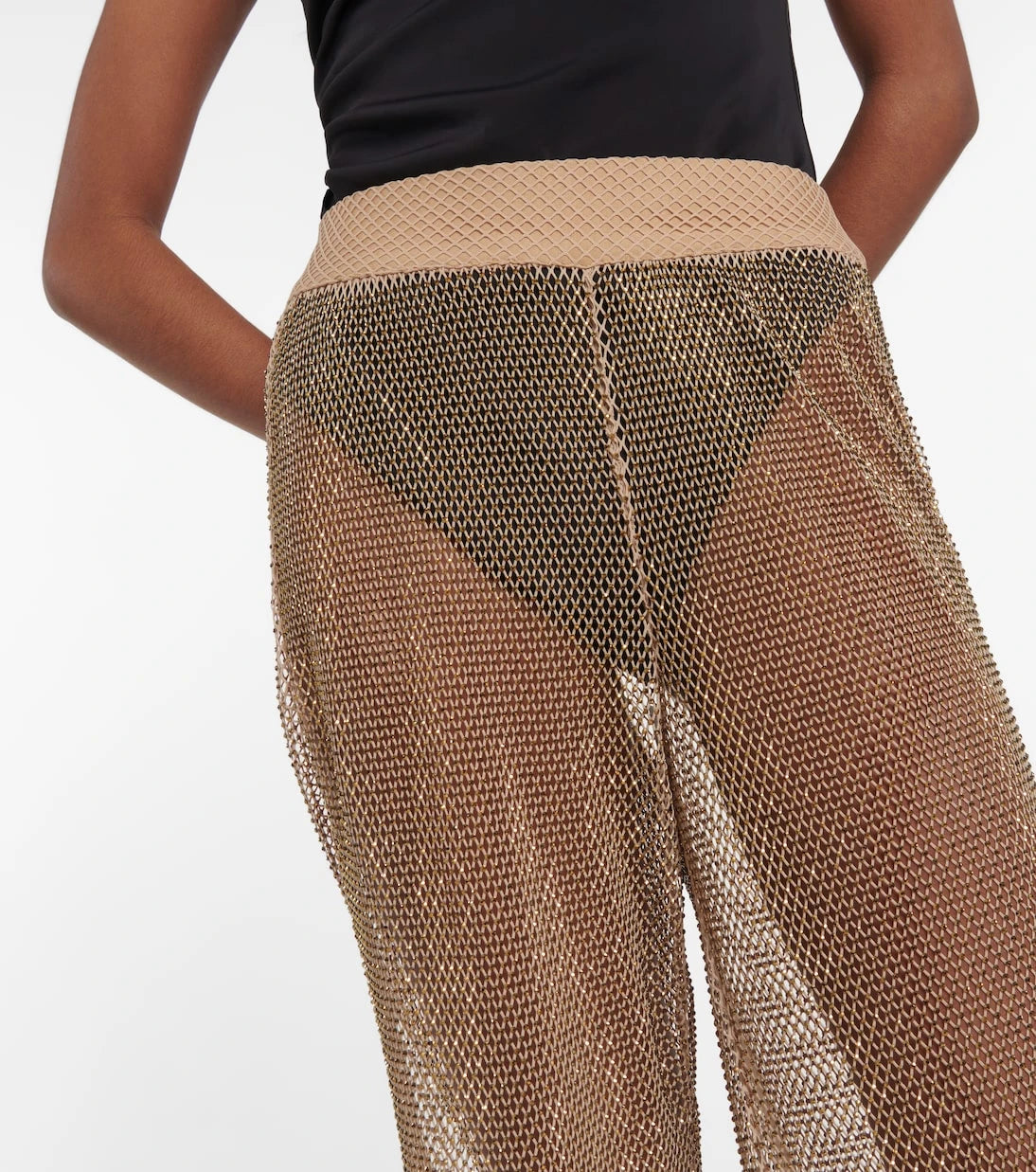 Simkhai - Sullivan crystal-embellished mesh pants