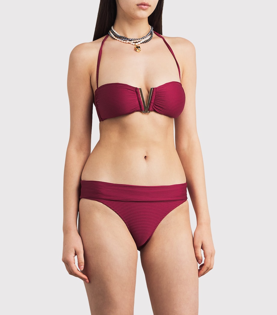 Ribbed Cassis Bikini Bottoms