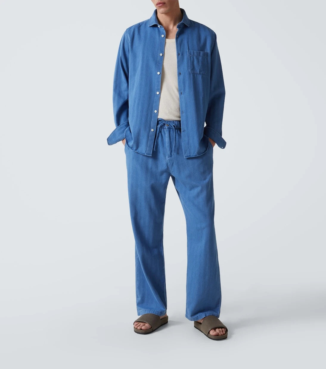Frescobol Carioca - Rocha herringbone cotton twill wide-leg pants