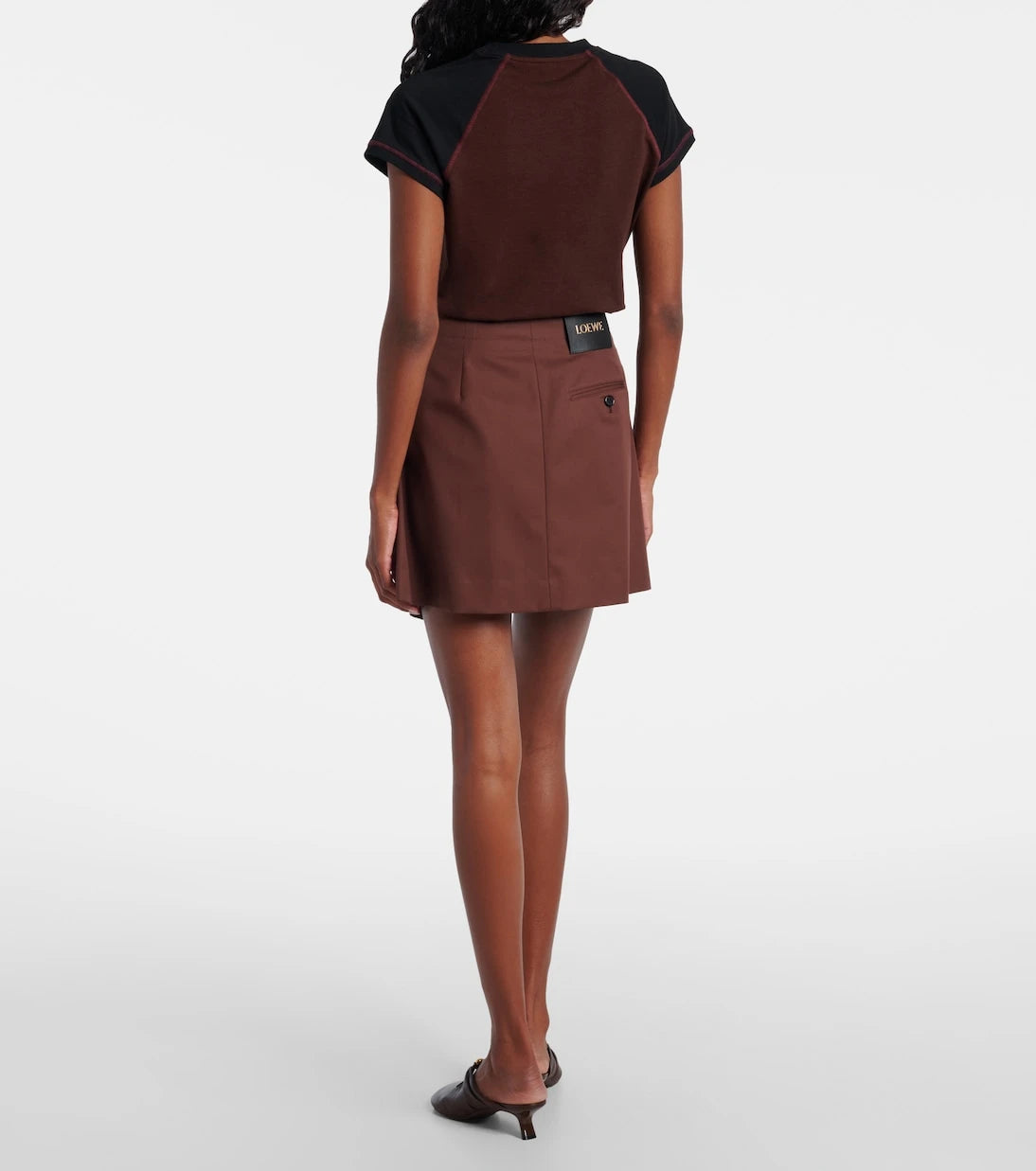 Loewe - Belted cotton and silk twill miniskirt