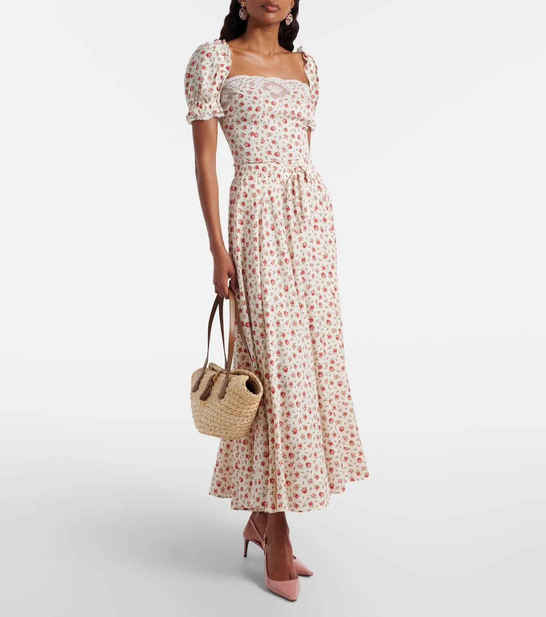 Dolce&Gabbana - Floral silk and cotton-blend charmeuse top