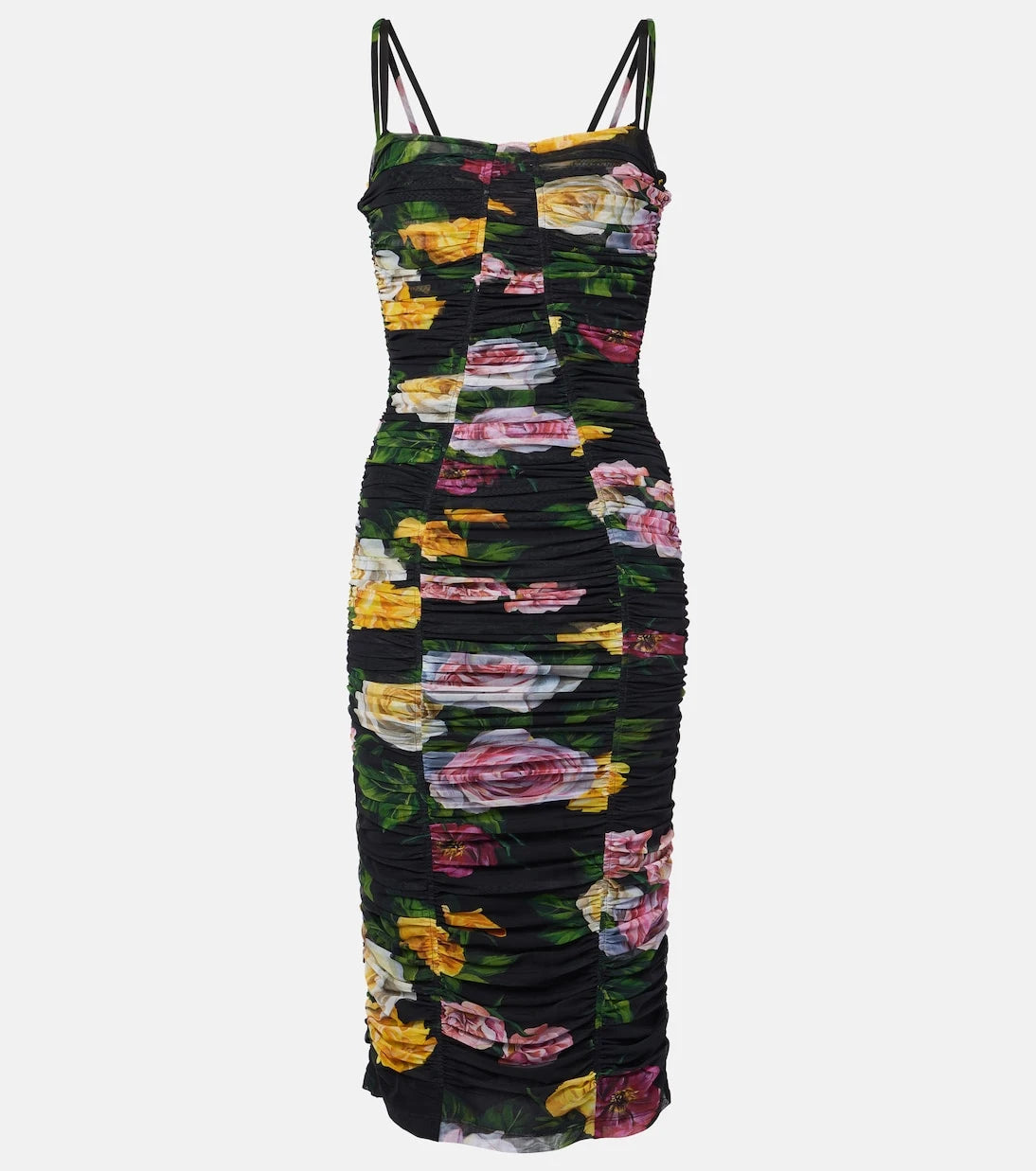 Dolce&Gabbana - Floral ruched tulle midi dress