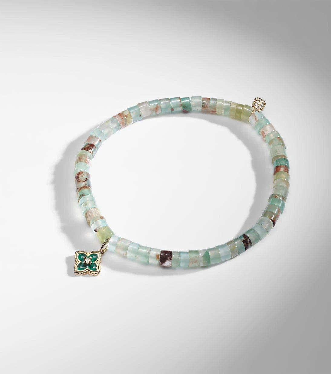 Sydney Evan - 14kt gold Moroccan charm beaded bracelet with diamond