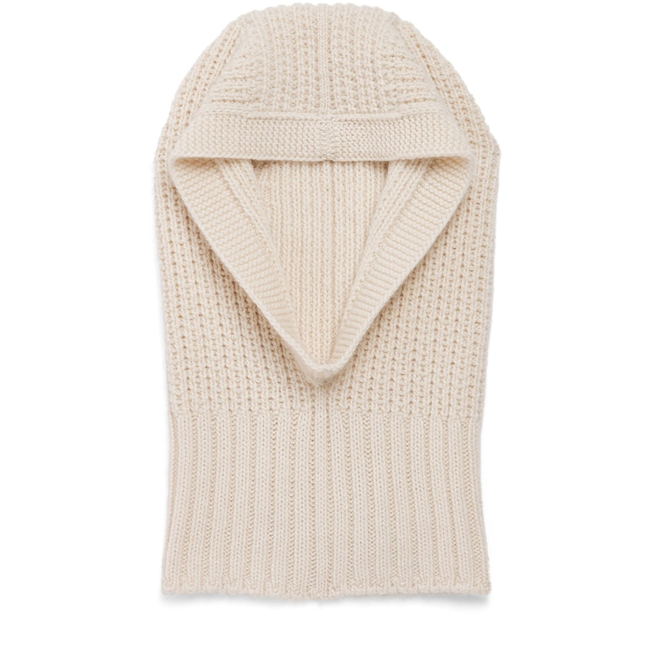 Beige Cashmere Waffle-Stitch Hood