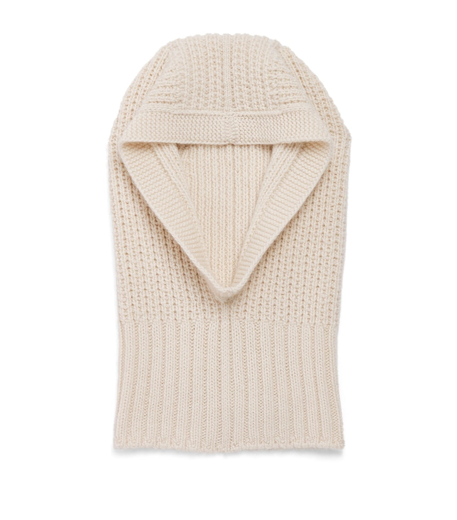 Beige Cashmere Waffle-Stitch Hood