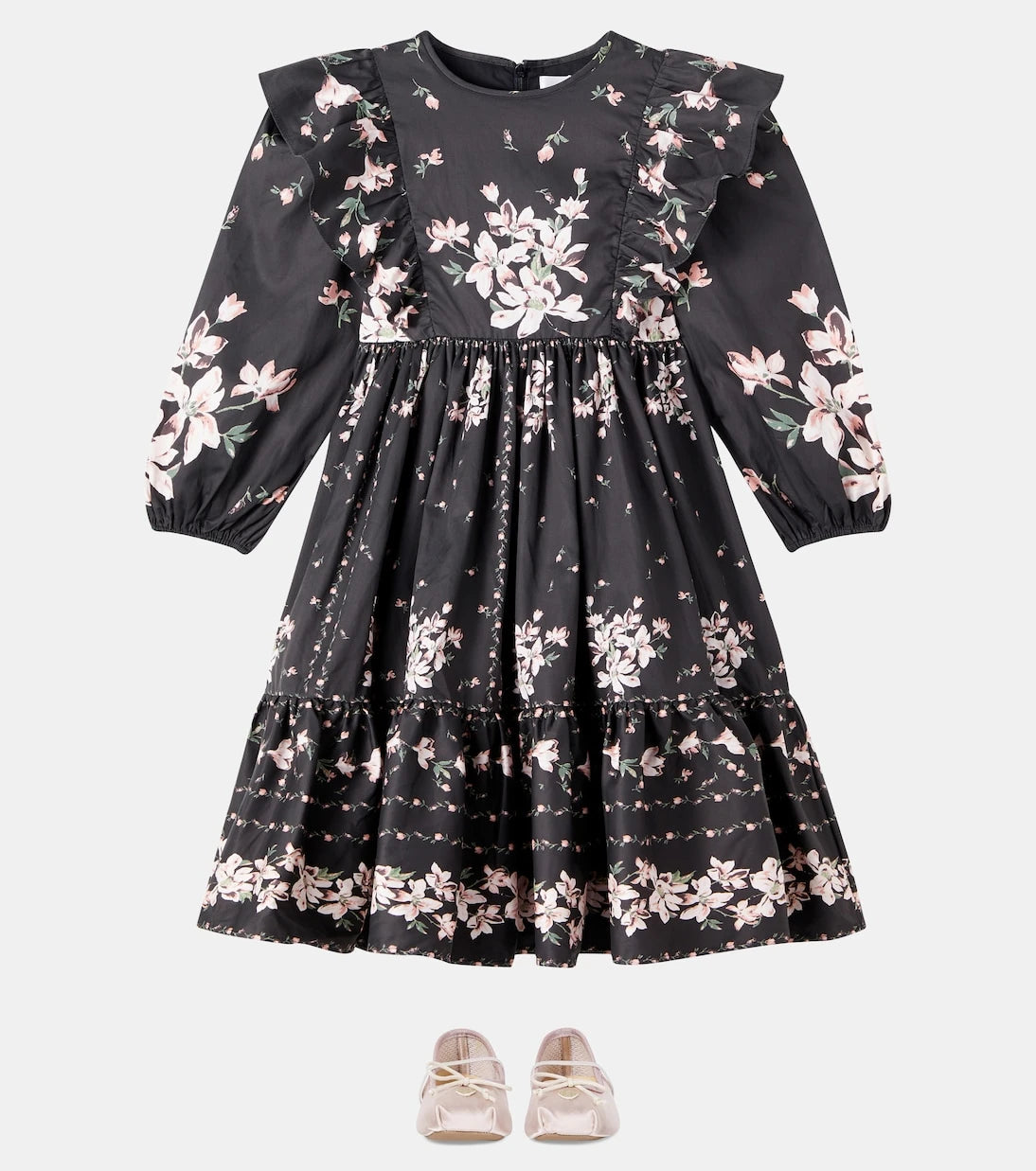 Petite Amalie - Floral ruffled cotton dress