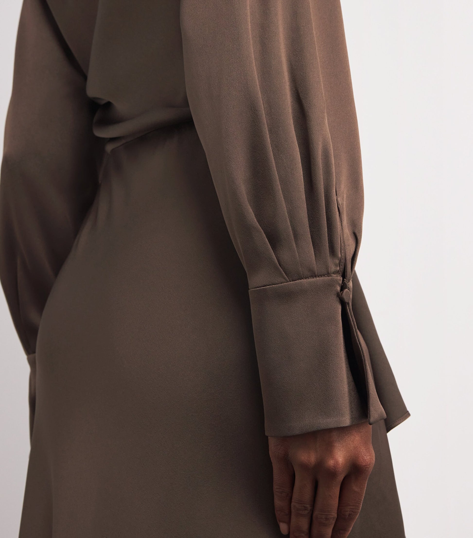 Satin Draped Talita Midi Dress COCOA