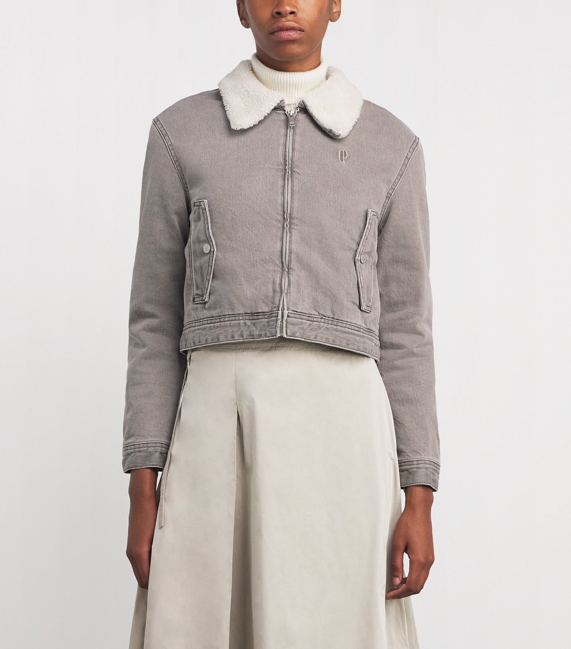 Claudie Pierlot White Fleece-Lined Denim Jacket