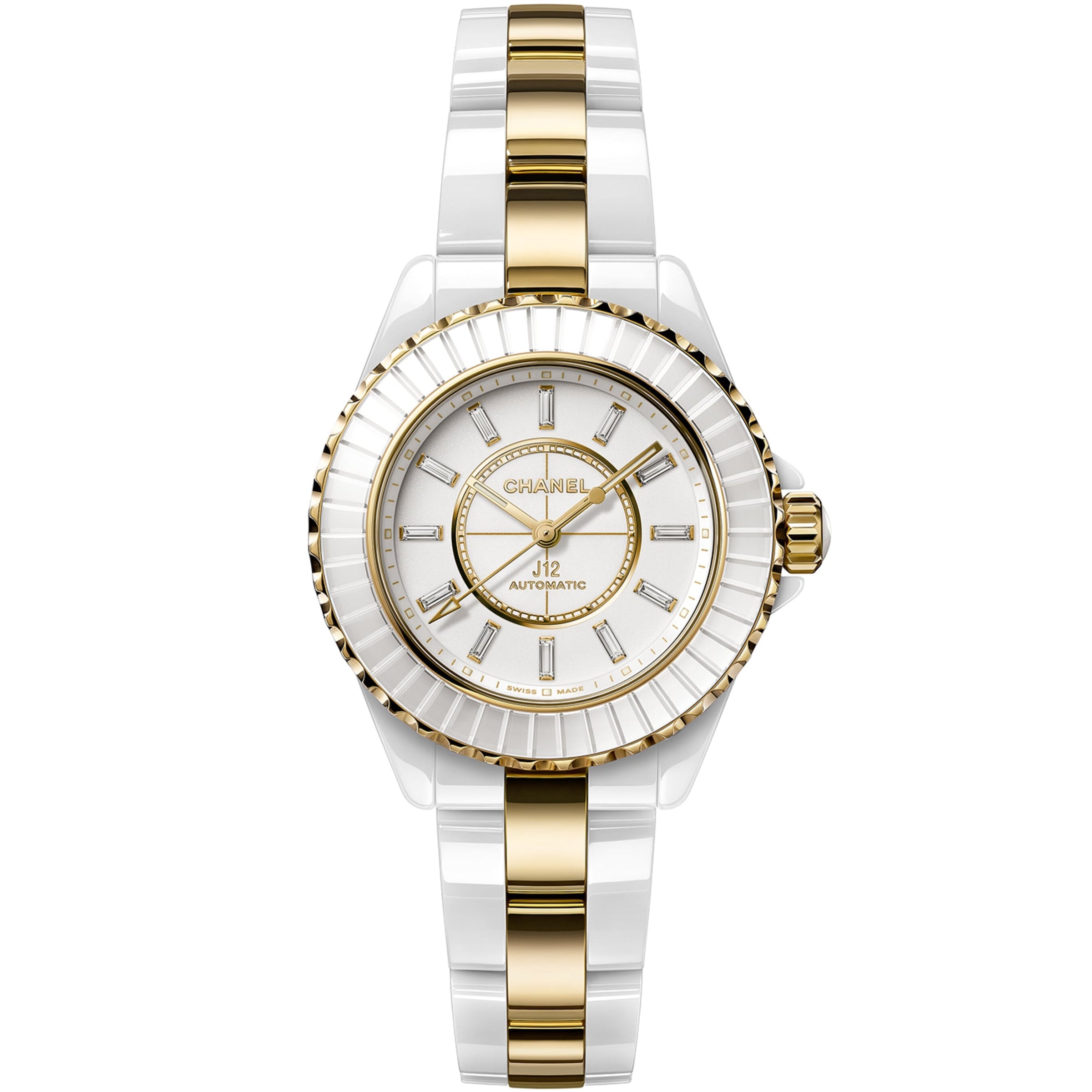 CHANEL Yellow Gold, Ceramic and Diamond J12 Calibre 12.2 Watch 33mm
