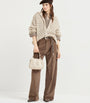 Beige Mohair-Blend Dazzling Net Cardigan