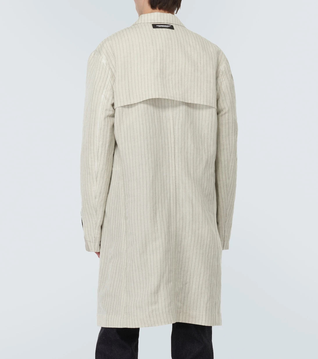 Undercover - Appliqué pinstripe wool and linen coat