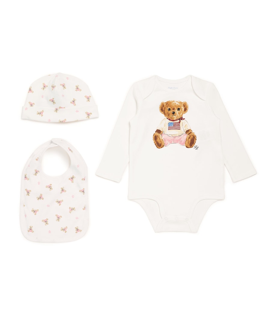 Ralph Lauren Kids Polo Bear Bodysuit, Hat and Bib Gift Set (3-9 Months)