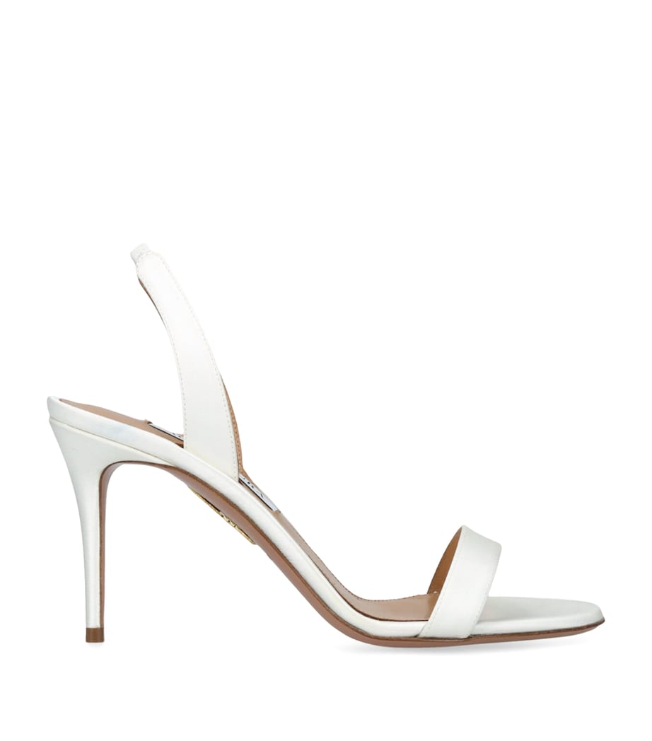 Aquazzura White Satin So Nude Slingback Sandals 85