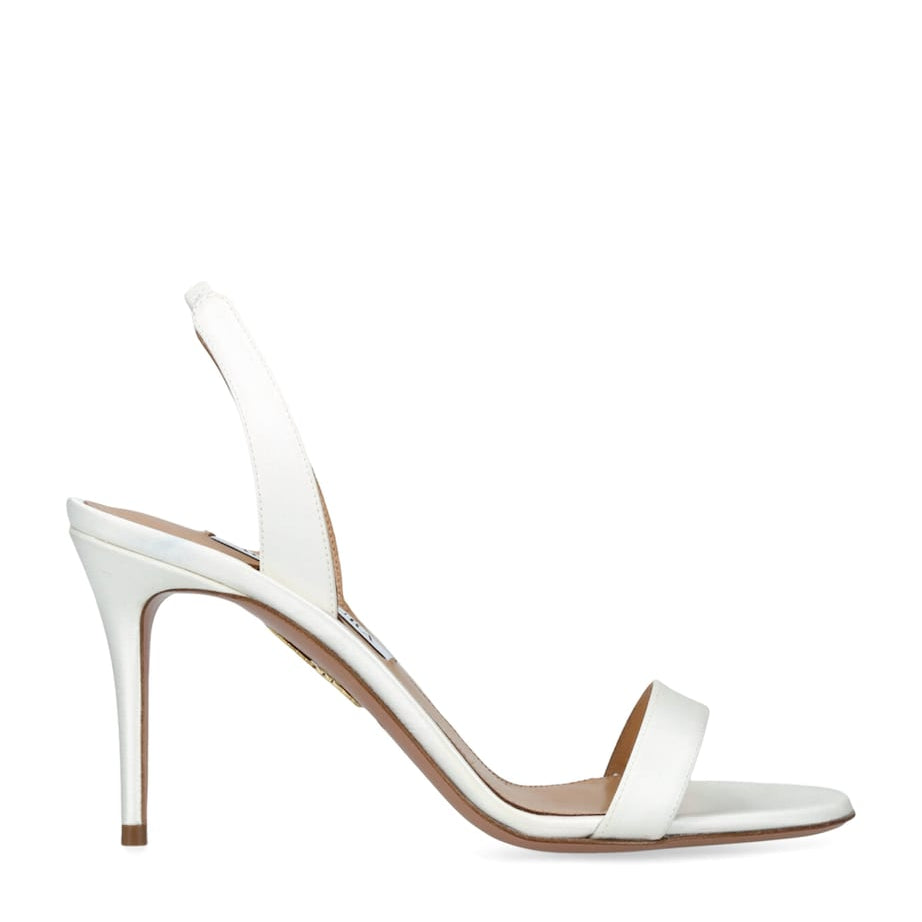 Aquazzura White Satin So Nude Slingback Sandals 85
