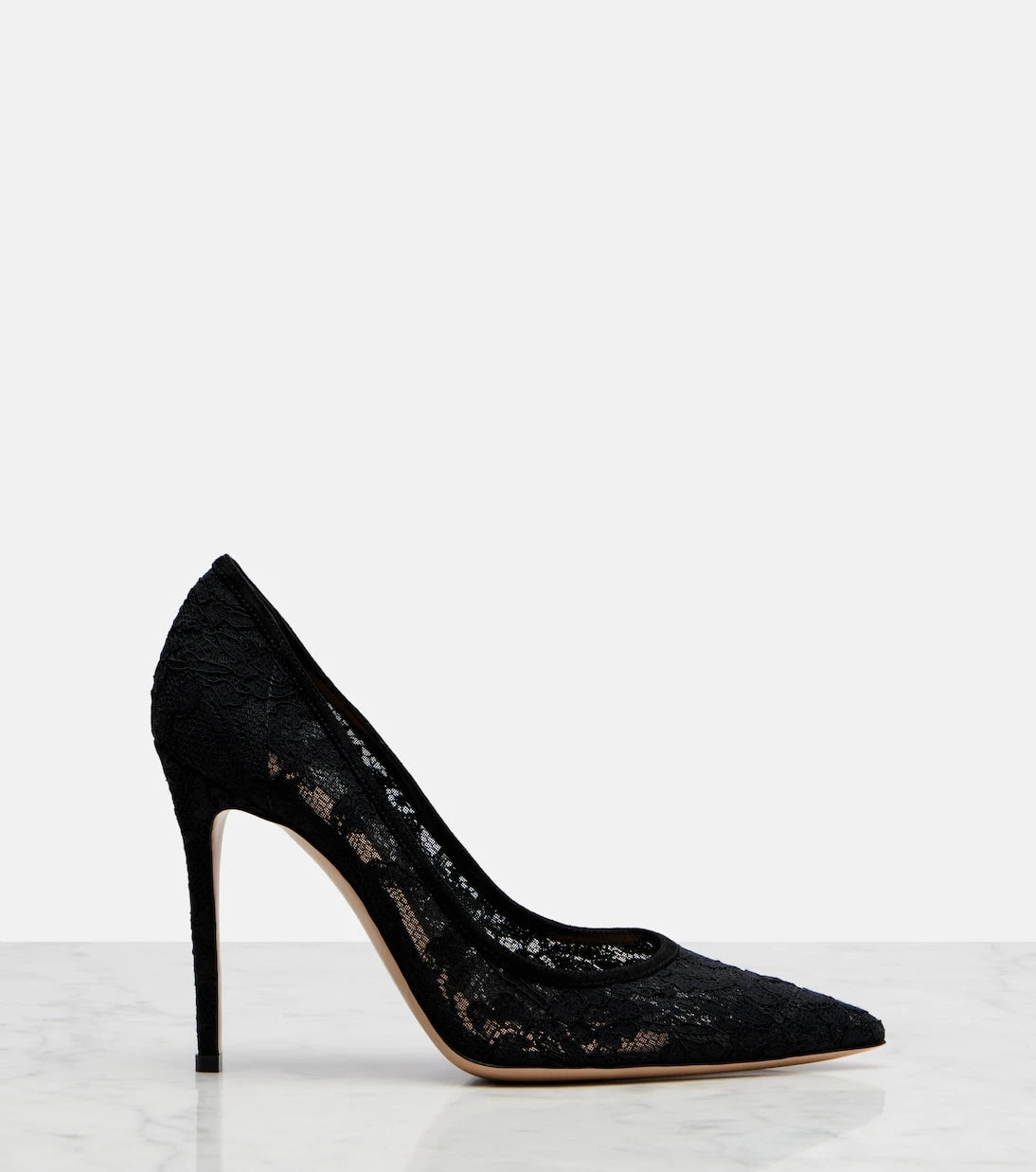 Gianvito Rossi - Claudia suede-trimmed lace pumps