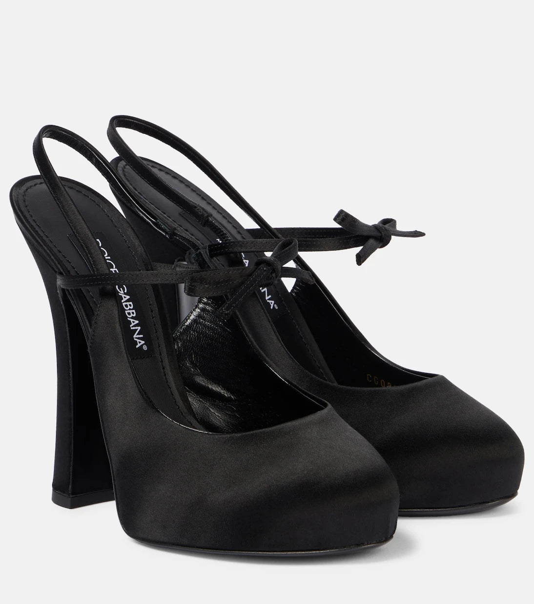 Dolce&Gabbana - Vally satin slingback platform pumps