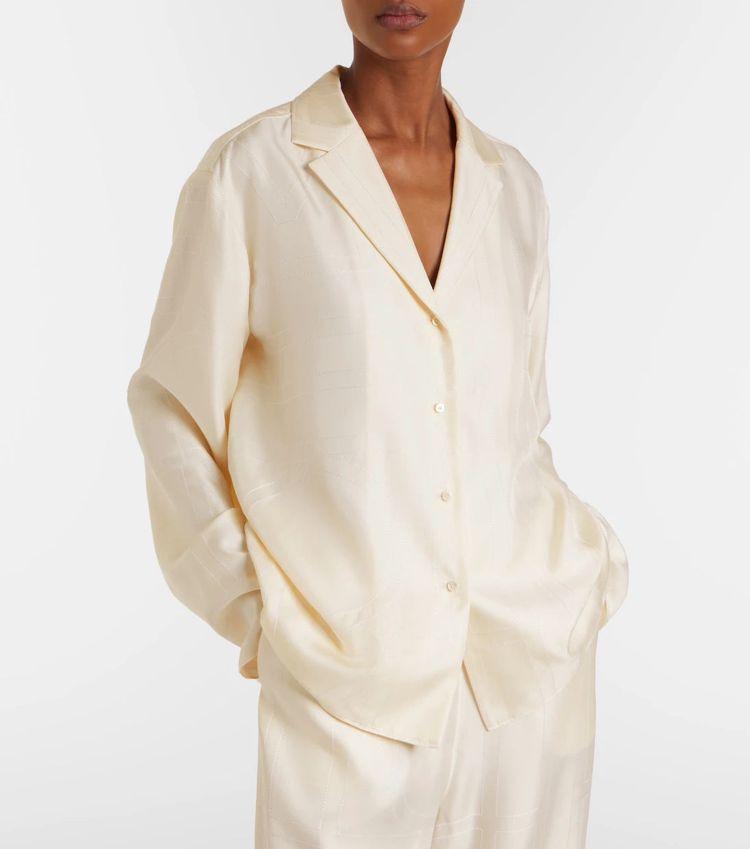 Toteme - Monogram silk satin pajama shirt