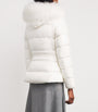 Moncler White Shearling-Trim Boed Puffer Jacket