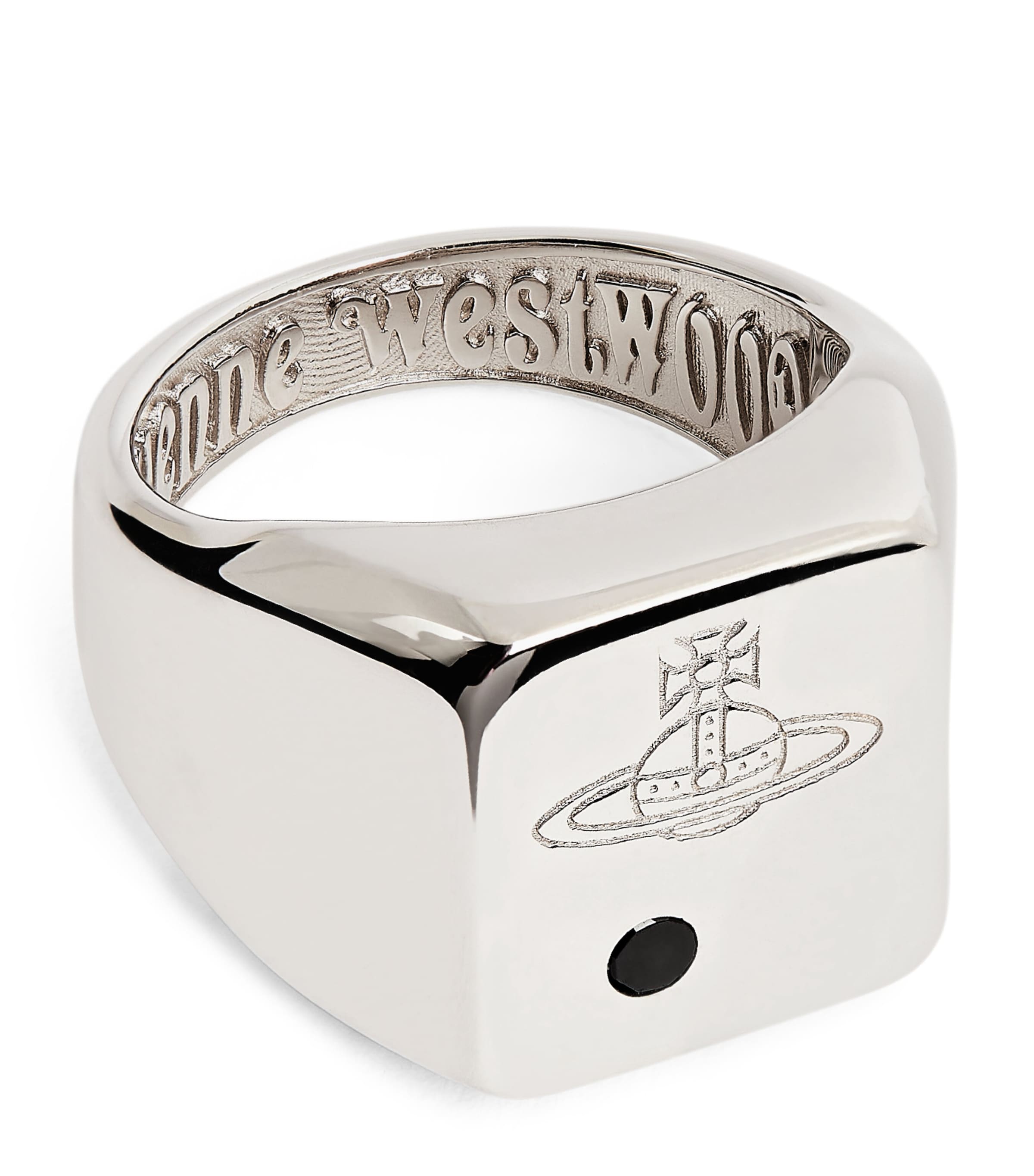 Vivienne Westwood Sterling Silver and Crystal Carlo Orb Signet Ring