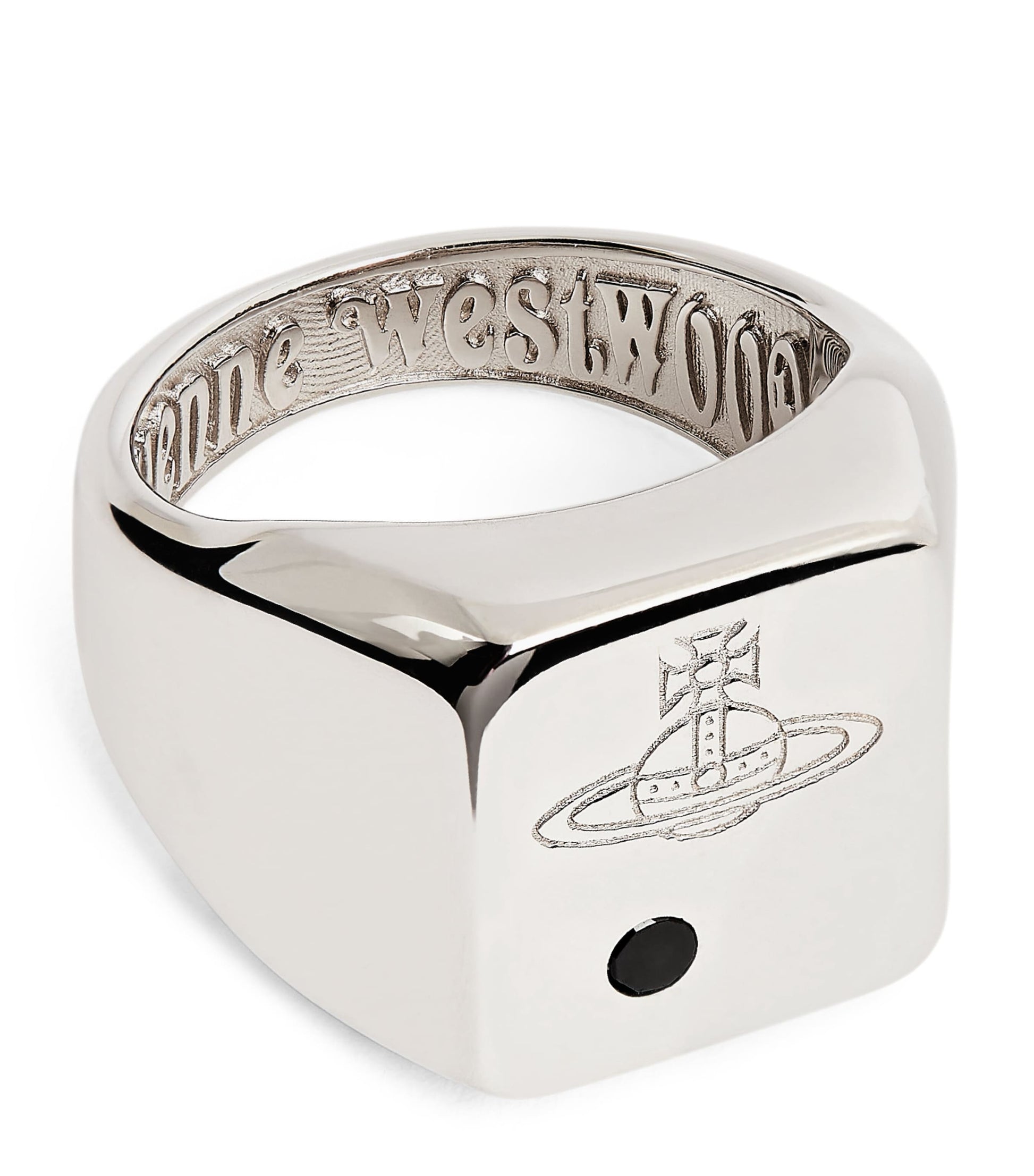 Vivienne Westwood Sterling Silver and Crystal Carlo Orb Signet Ring