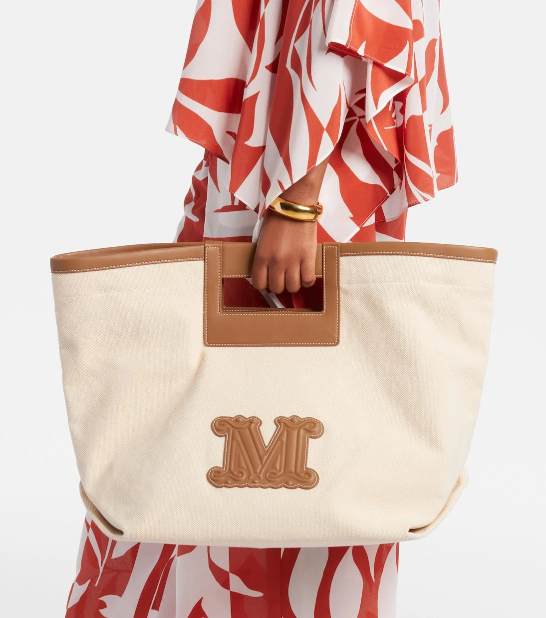Max Mara - Ecru Small canvas tote bag