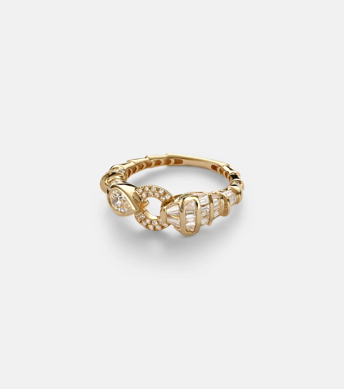 Shay Jewelry - Serpentine 18kt gold ring with diamonds