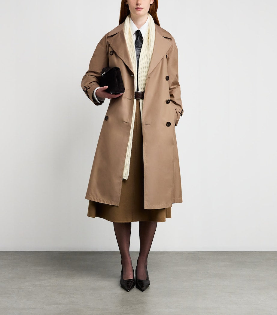 Max Mara Beige Water-Repellent Cotton Twill Trench Coat