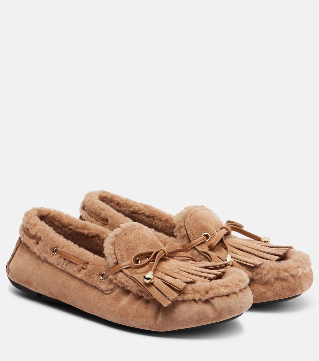 Jimmy Choo - Manon F shearling-lined suede boat shoes