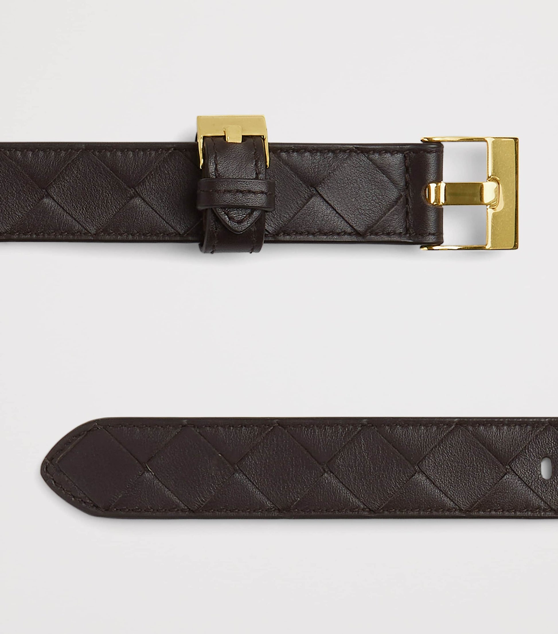 Bottega Veneta Brown Intrecciato Leather Watch Belt