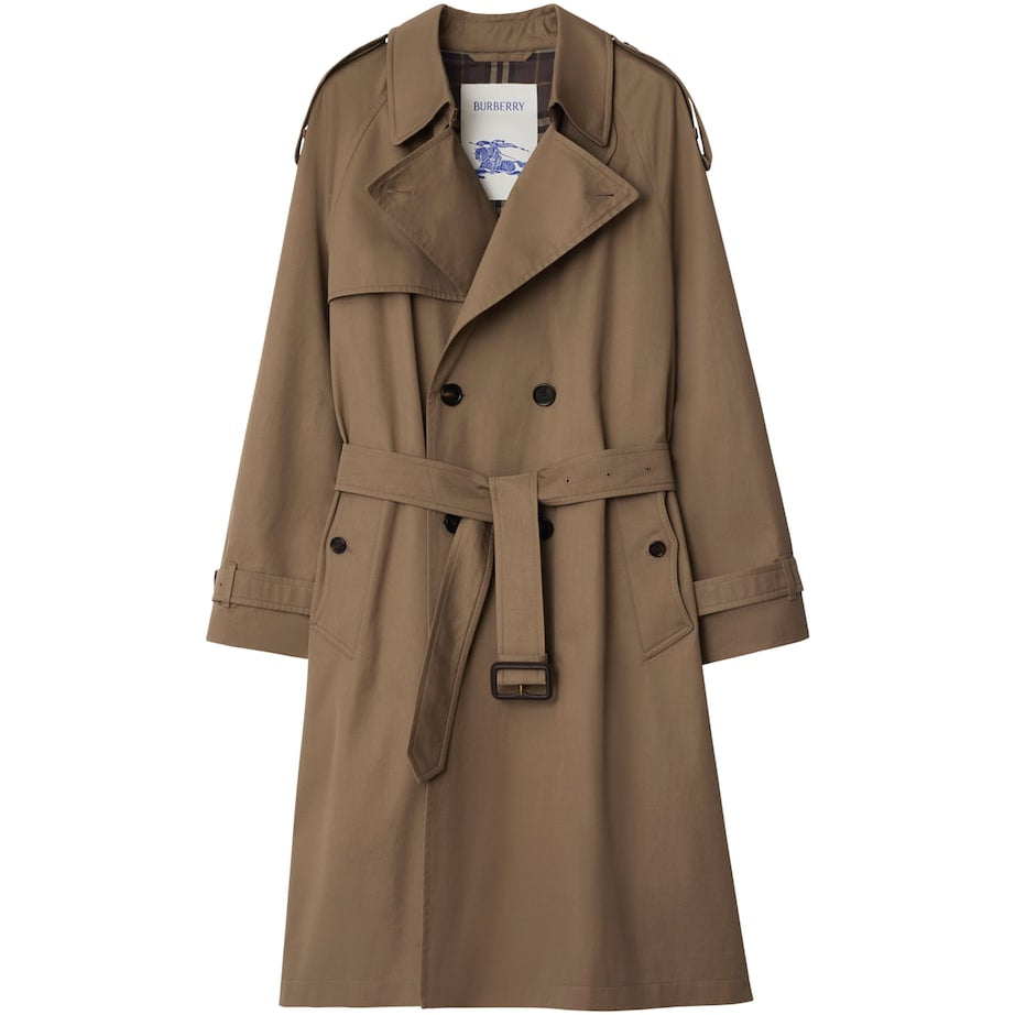 Burberry Brown Long Gabardine Chestwood Trench Coat