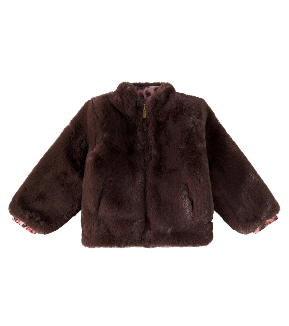Scotch & Soda Kids - جاكيت بومبر قابل للارتداء على الوجهين من الفرو الصناعي