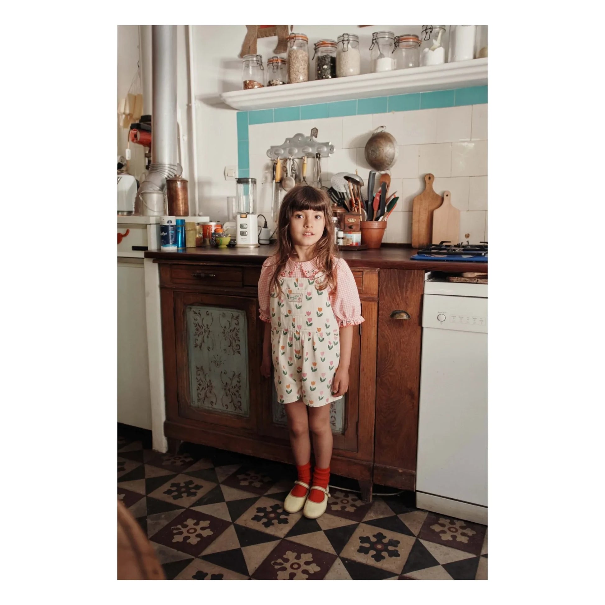 Emile et Ida - Gingham Embroidered Blouse Organic Cotton | Pink