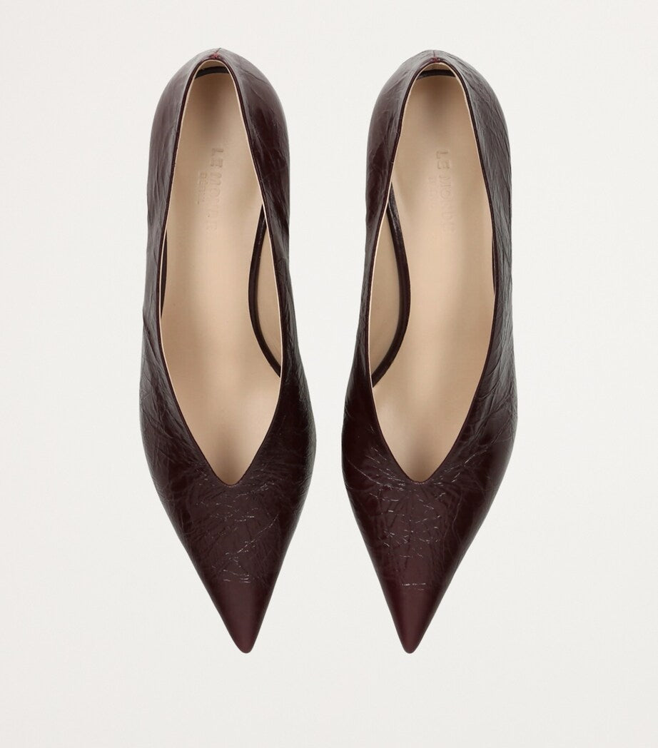 Le Monde Beryl Burgundy Leather Babouche Kitten Heel 35