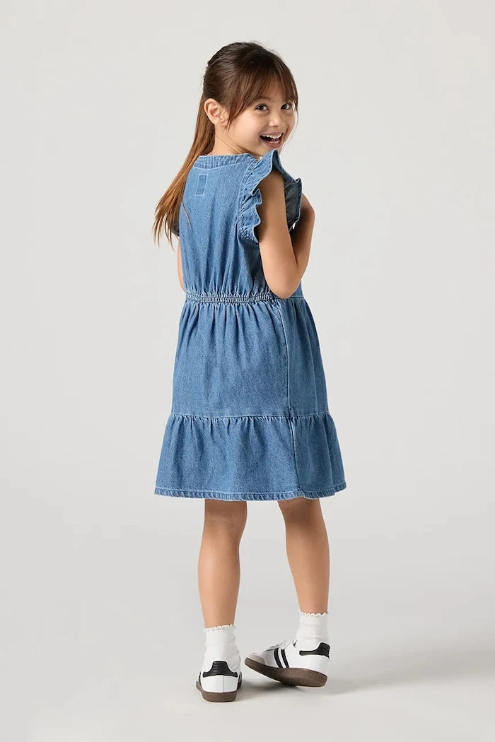 Детска памучна рокля Levi's FLUTTER SLEEVE BUTTON UP D