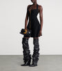 Balmain Black Croc-Effect Halterneck Mini Dress