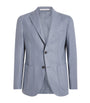 Eleventy Blue Wool-Silk-Cashmere Stripe Blazer