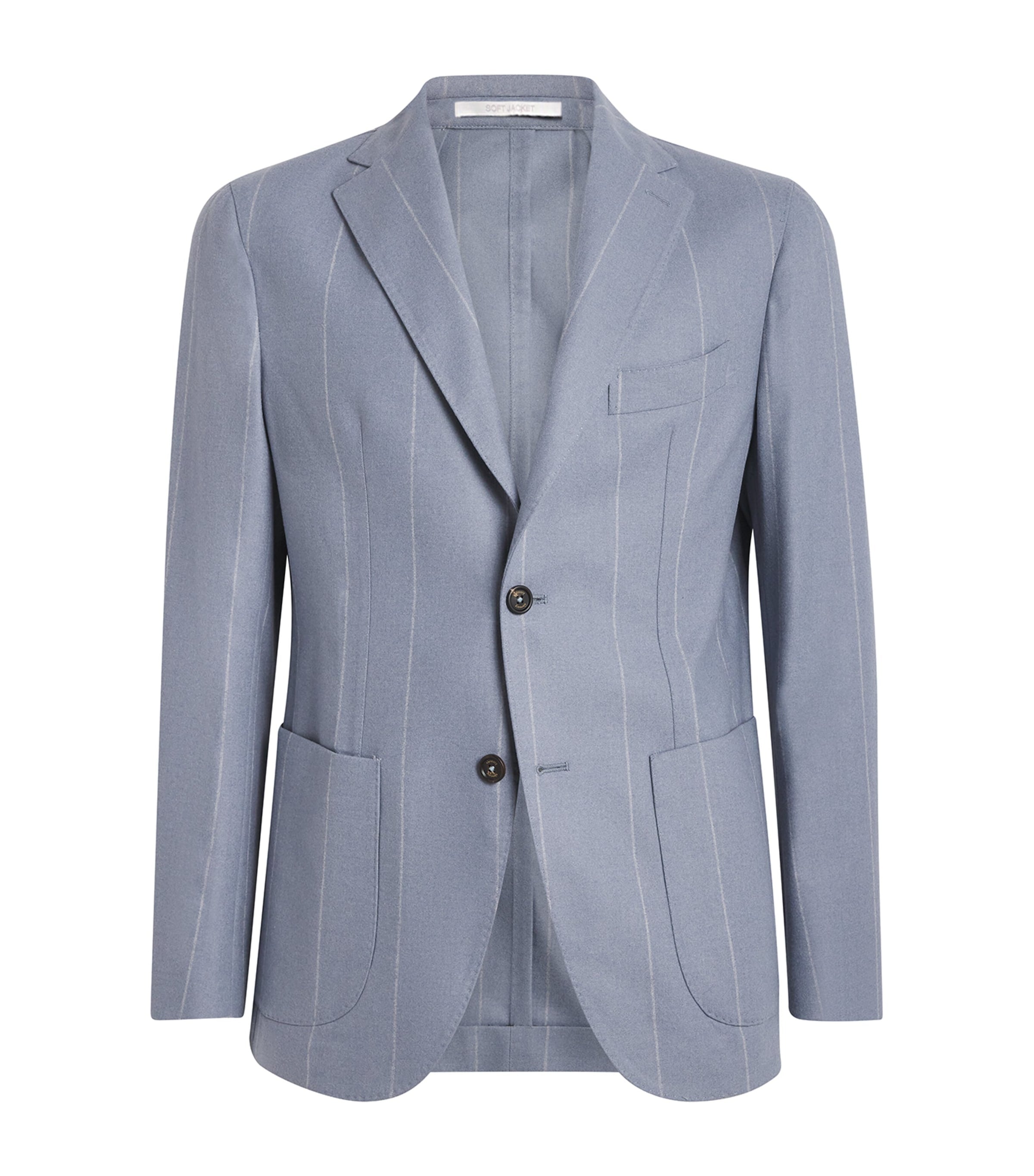 Eleventy Blue Wool-Silk-Cashmere Stripe Blazer