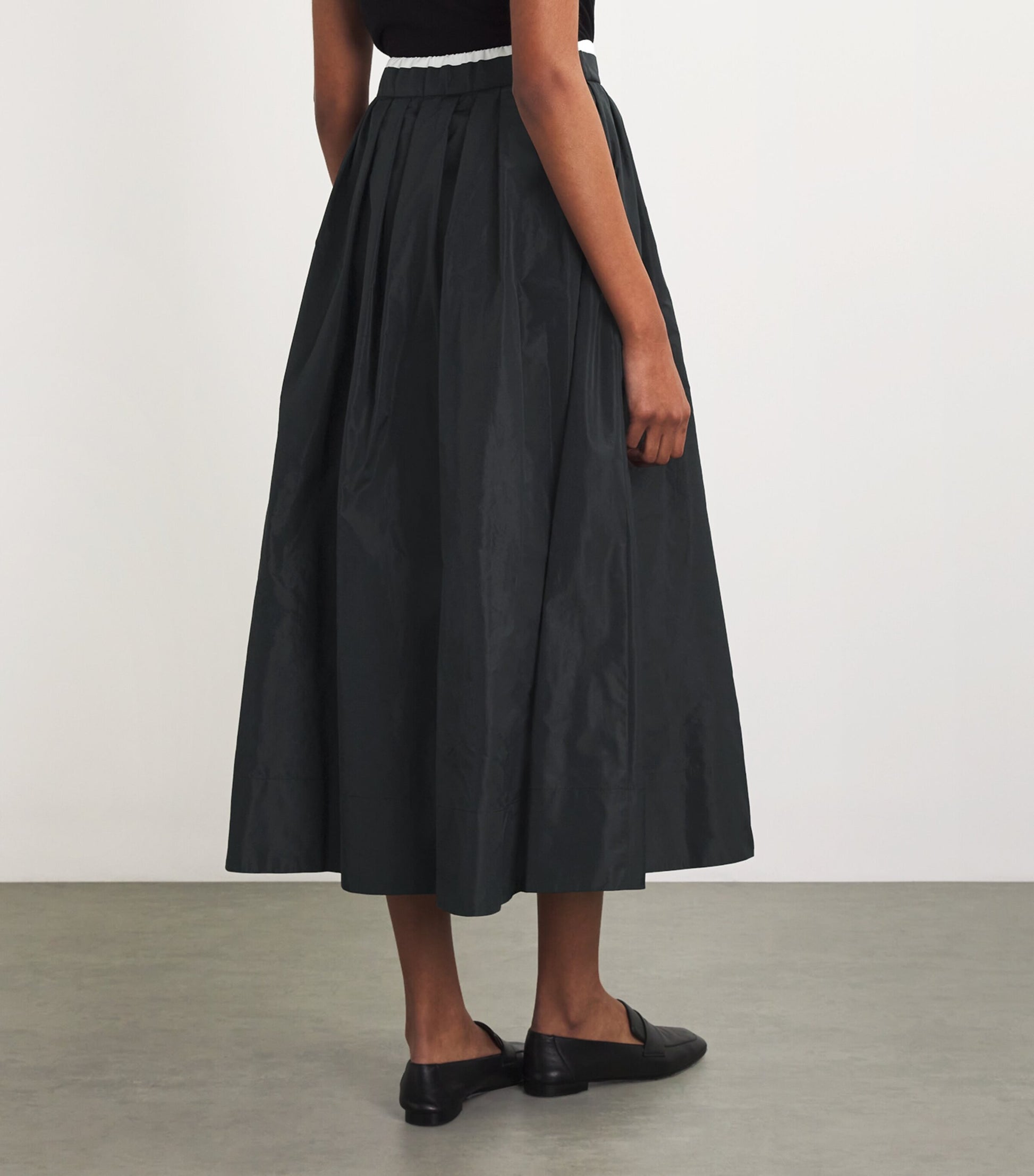 Maje Black Pleated Midi Skirt