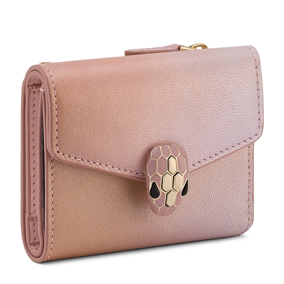 Bvlgari Pink Leather Serpenti Forever Compact Wallet