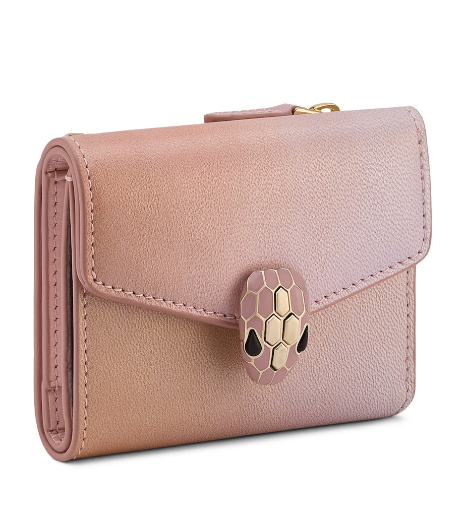 Bvlgari Pink Leather Serpenti Forever Compact Wallet