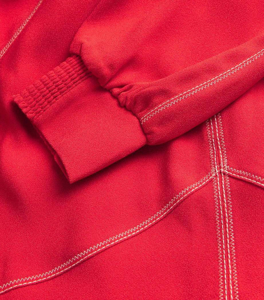 ME+EM Red Contrast-Stitch Panelled Maxi Dress