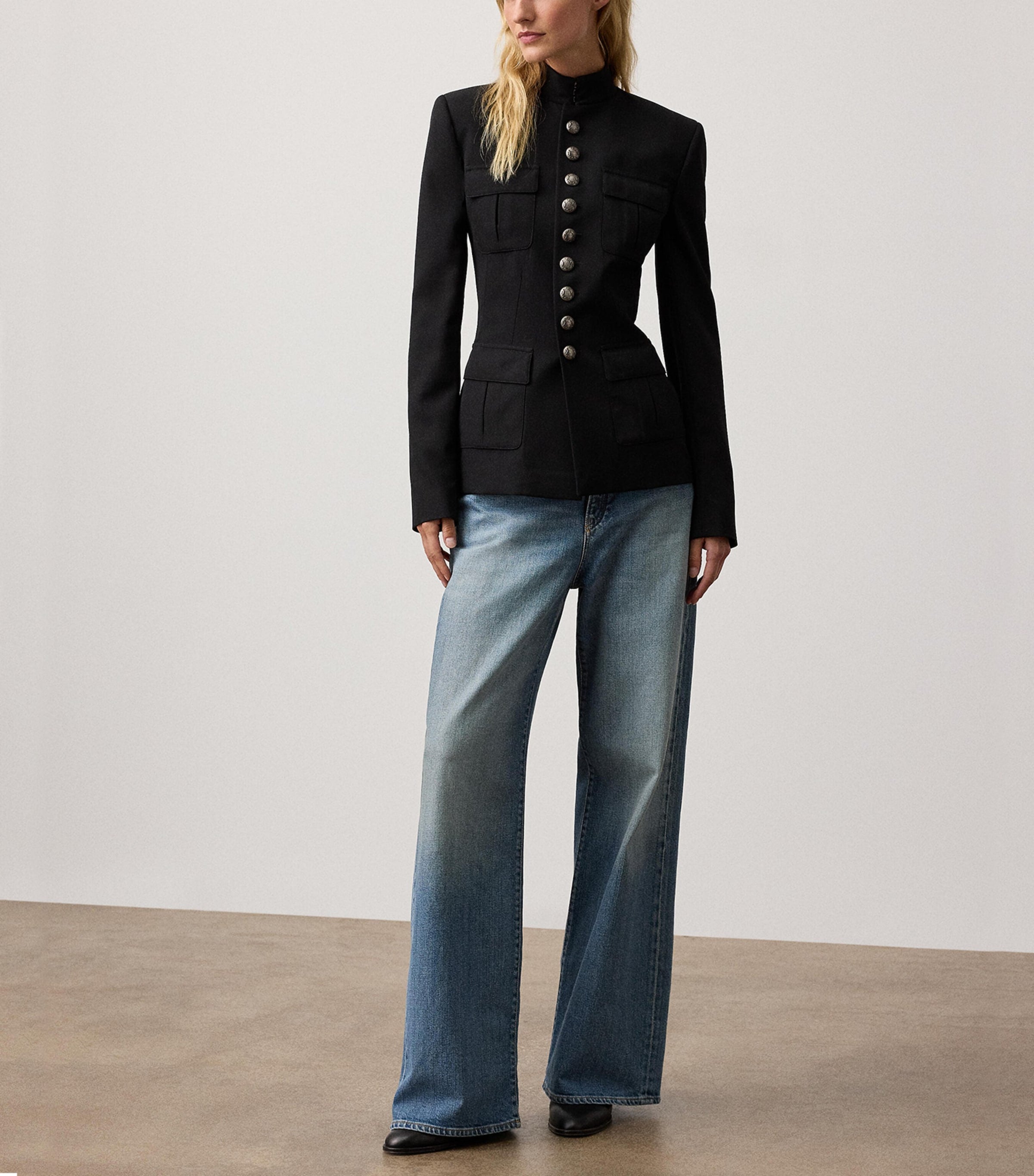 Ralph Lauren Collection Black Wool Grain de Poudre Eliza Jacket