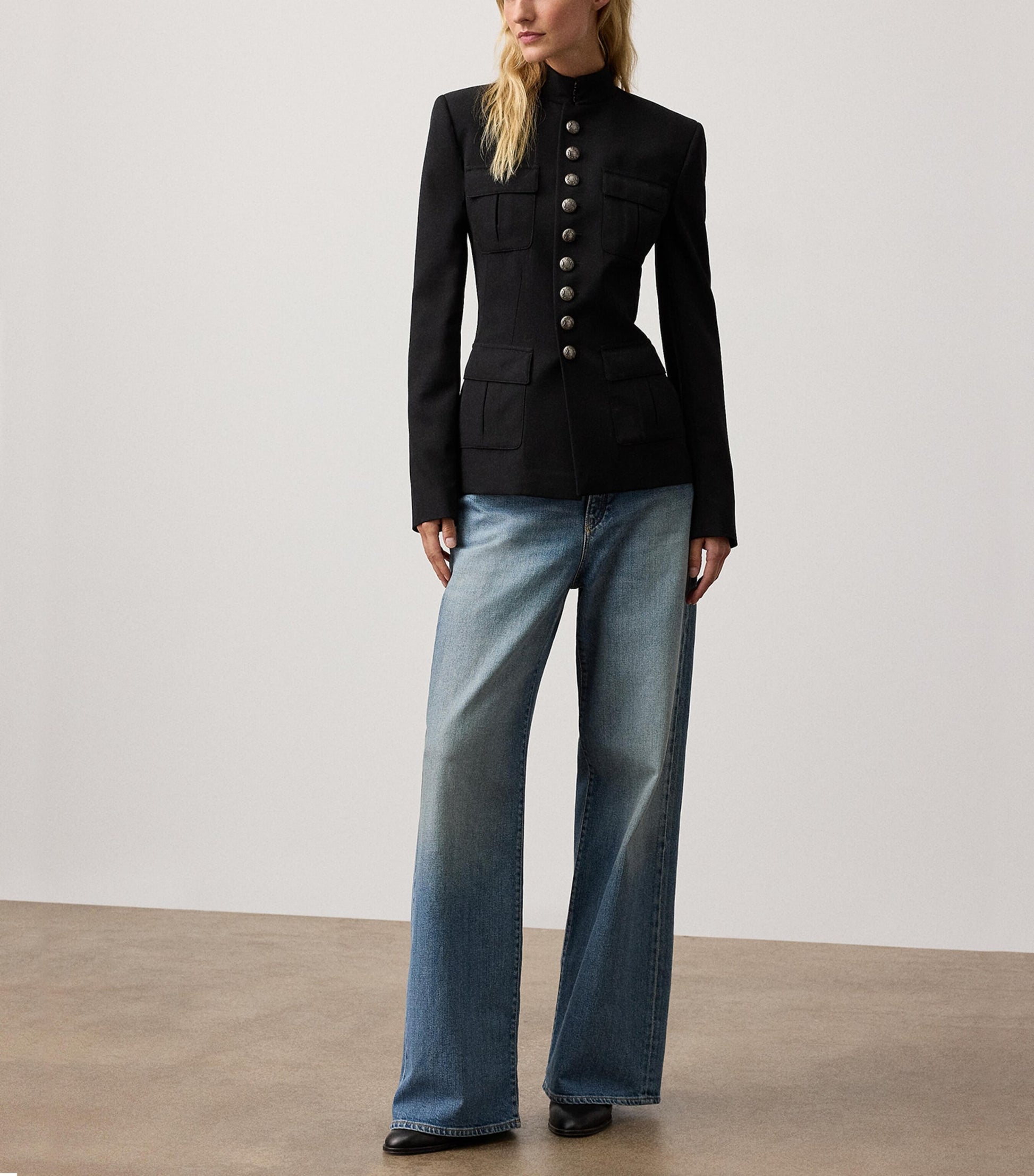 Ralph Lauren Collection Black Wool Grain de Poudre Eliza Jacket