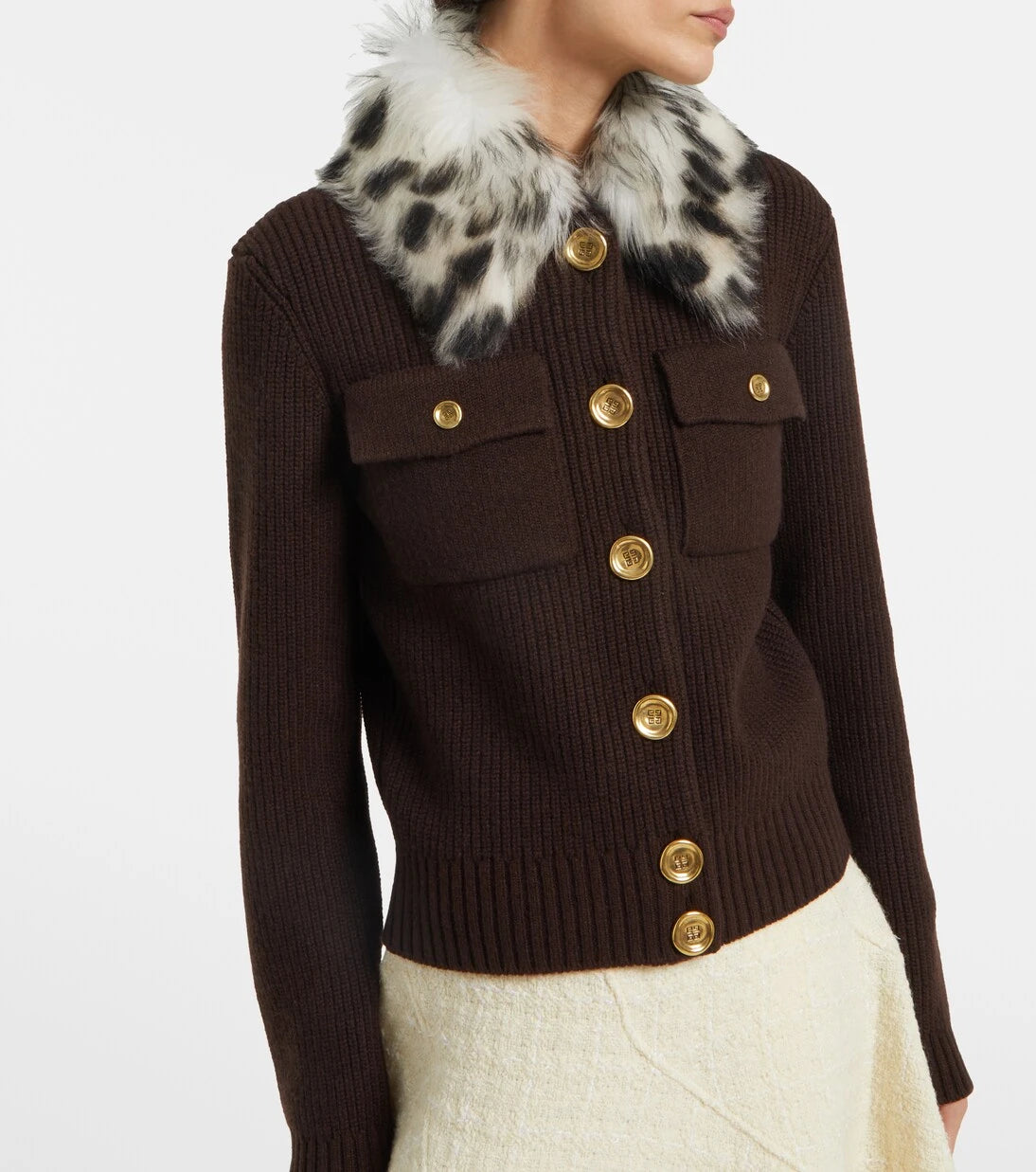 Givenchy - Shearling-trimmed wool and cashmere-blend cardigan