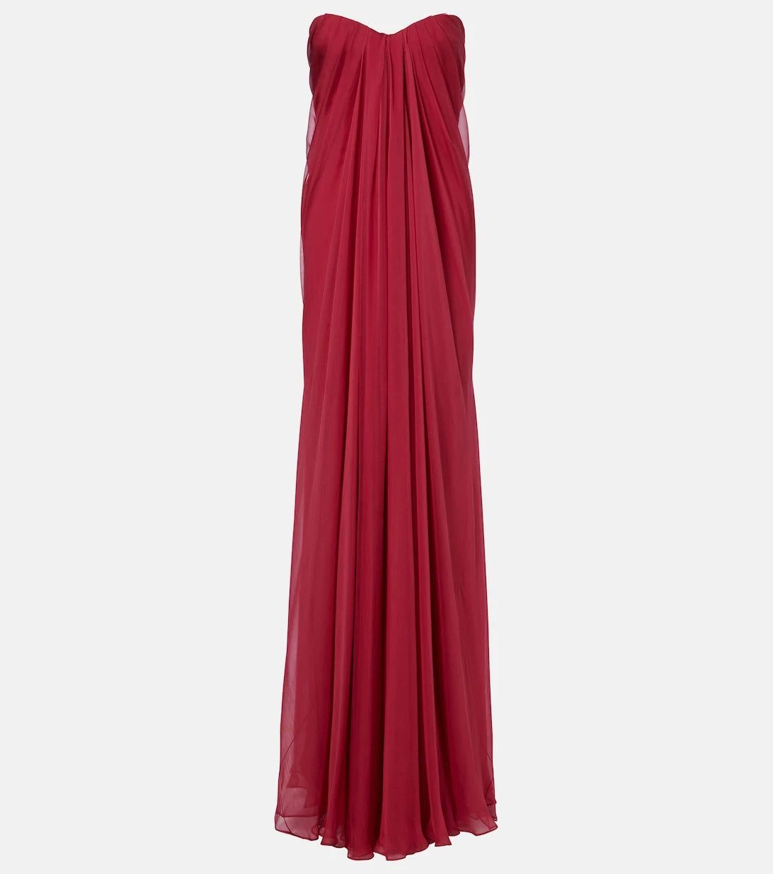 McQueen - Drapeli ipek şifon büstiyer elbise