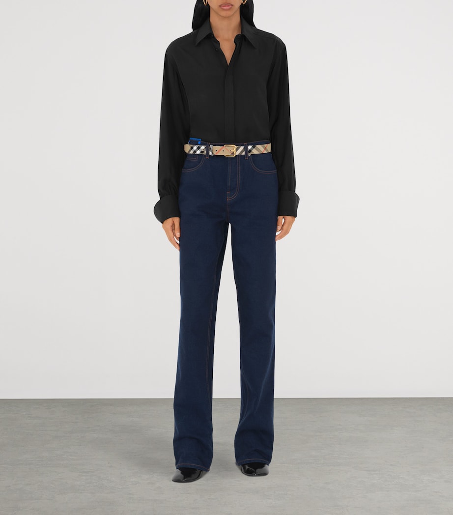 Beige Check B Buckle Belt