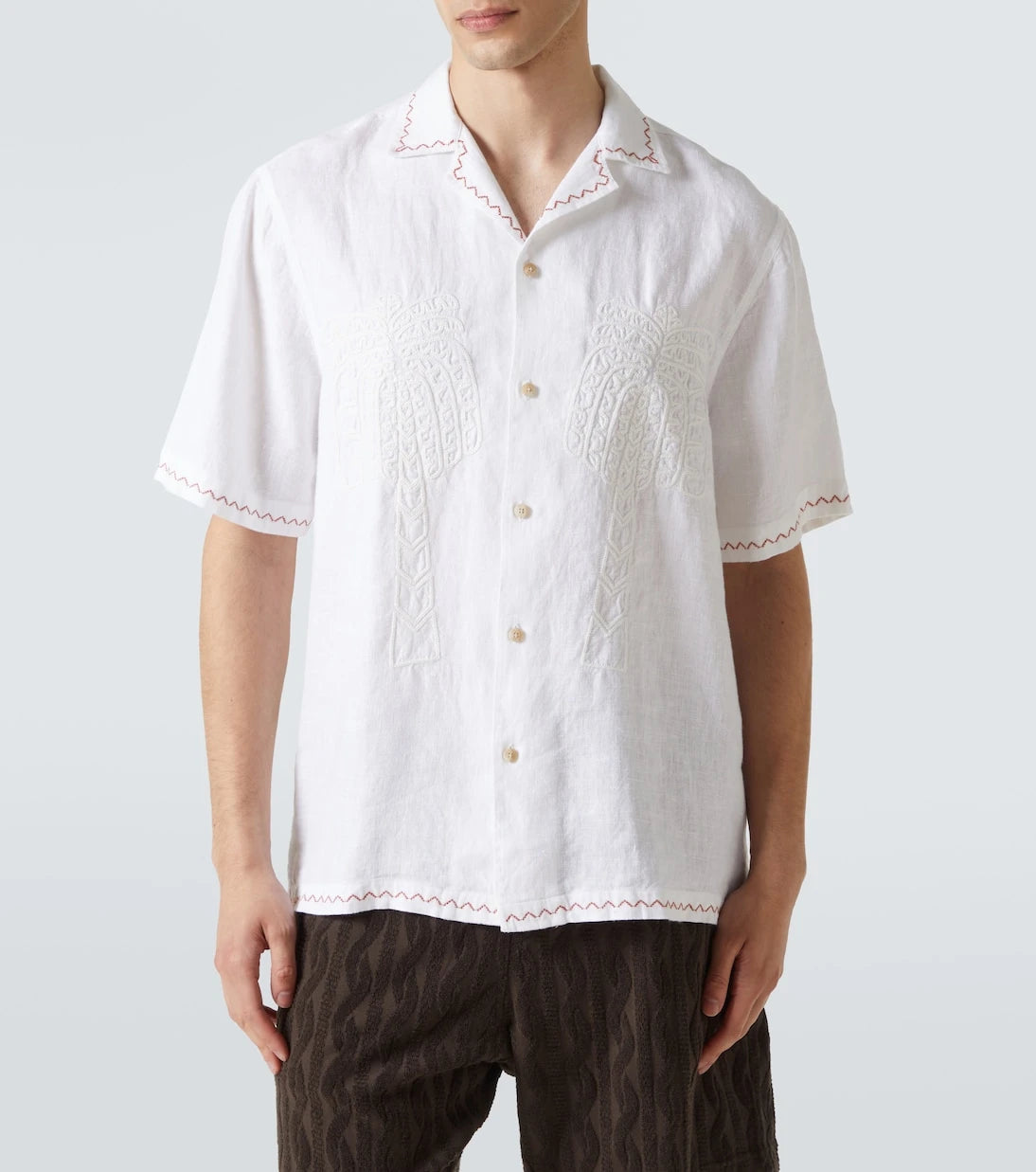 Frescobol Carioca - Flavio embroidered linen bowling shirt