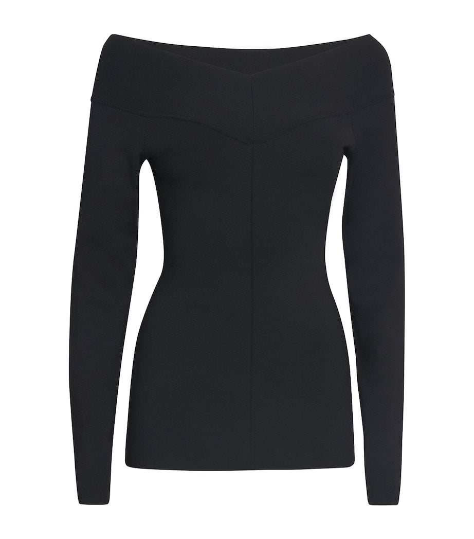 Stella McCartney Black Stretch Knit Off-The-Shoulder Top