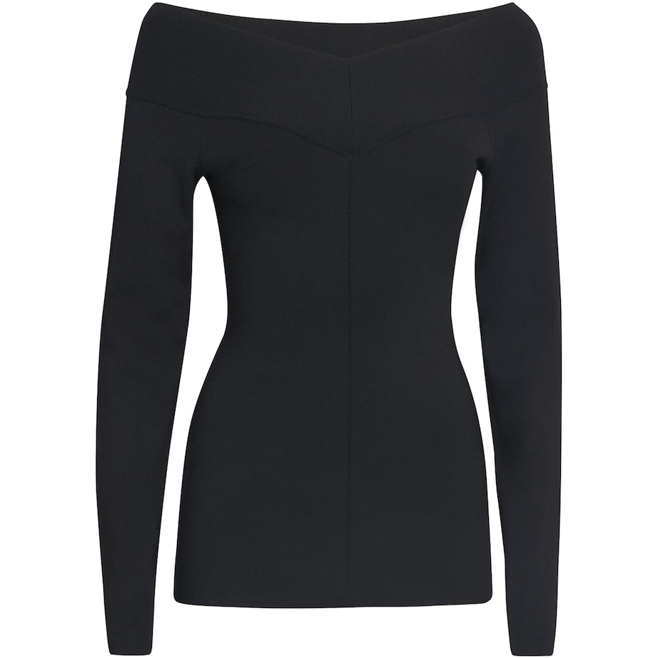 Stella McCartney Black Stretch Knit Off-The-Shoulder Top